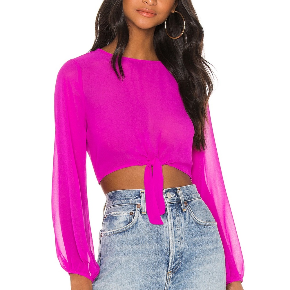 Sheer Superdown Tie Front Top
